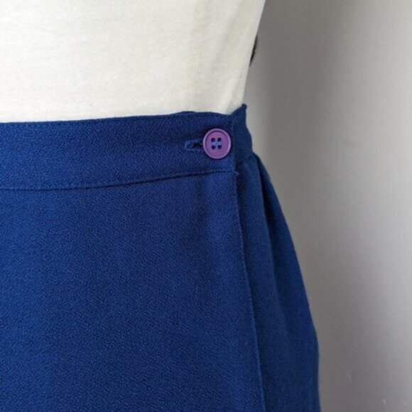 Vintage 80's 100% wool Jules for Progress Royal Blue two piece skirt suit set - Picture 7 of 10